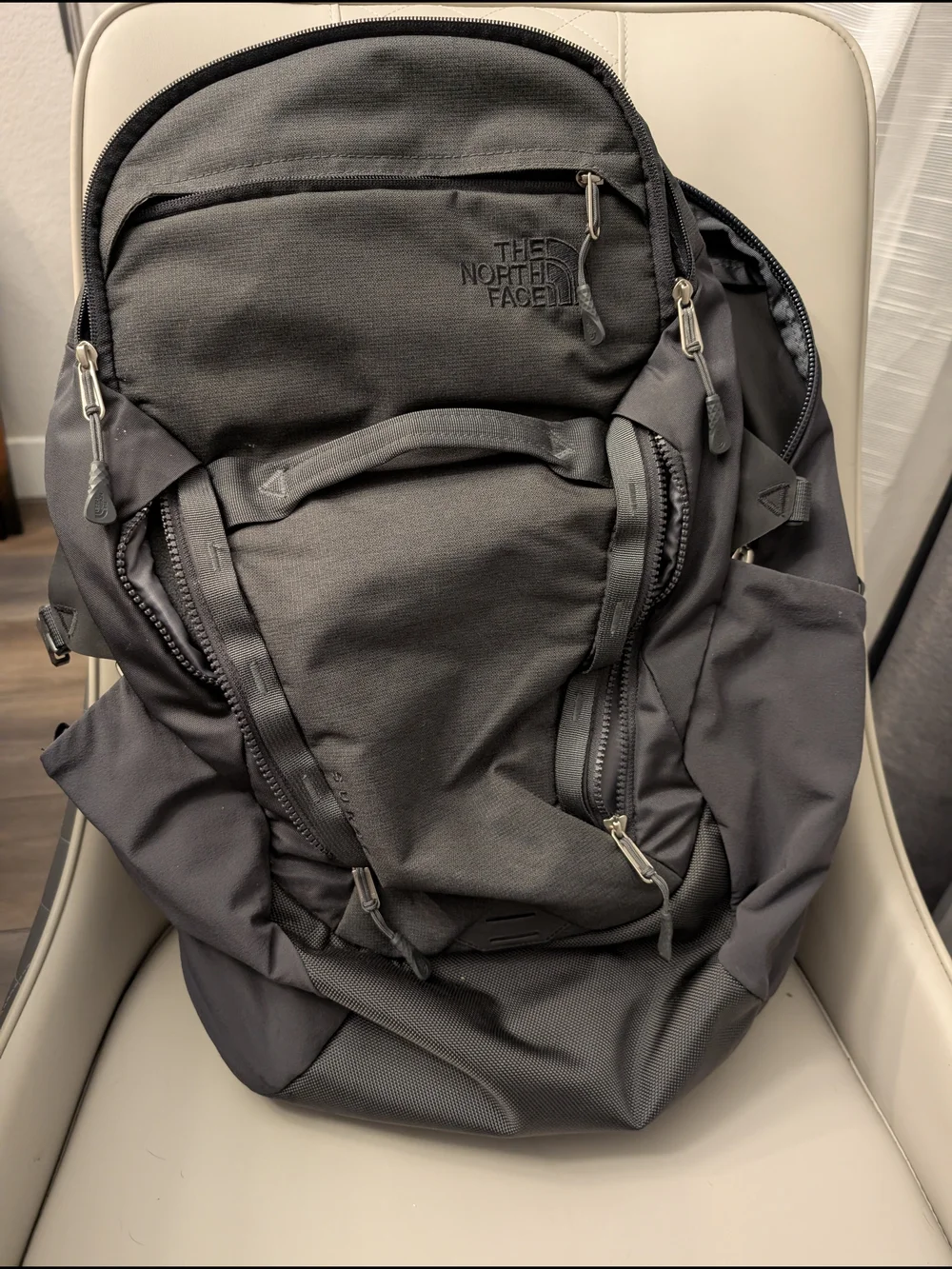 The North Face Surge Backpack - Durable Everyday Gray Pack w/ Multiple Pockets